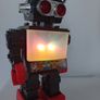 Saturn Robot. The 13" Giant Walking Robot With BIG  SCREEN TV And Light-Up Eyes In MINT Condition. 1980's Image 3