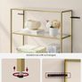 Gold Shelf Tempered Glass Transparent Metallic Gold Bookcase storage Image 3