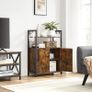 _Sideboard, kitchen cabinet, side cabinet with shelf, bathroom cabinet, steel frame, for dining room, kitchen, living room, entrance area and bedroom, vintage brown-black Image 3