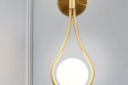 Sconces with Milky Glass Globe and Brushed Brass Finish - Modern Wall Mount Light Fixture for Bedroom, Bathroom, Living Room and Hallway