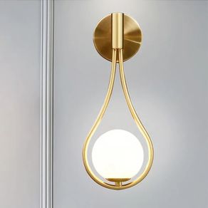 Sconces with Milky Glass Globe and Brushed Brass Finish - Modern Wall Mount Light Fixture for Bedroom, Bathroom, Living Room and Hallway