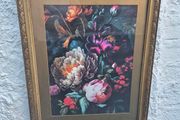 Vintage Botannical gold and gpass framed Print