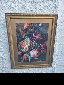 Vintage Botannical gold and gpass framed Print