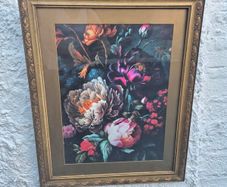 Vintage Botannical gold and gpass framed Print