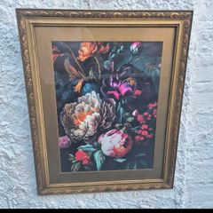 Vintage Botannical gold and gpass framed Print