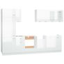 8 Piece Kitchen Cabinet Set High Gloss White Chipboard Image 3