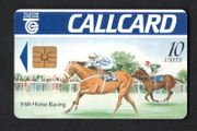 1991 Ireland 10 unit Irish Horse Racing Definitive Callcard with Gemplus Chip, Dame Lane Address, Shinny finish (not gloss), No Flag, Barcode Used. Telecom Eireann card number 1033.