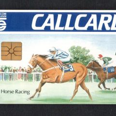 1991 Ireland 10 unit Irish Horse Racing Definitive Callcard with Gemplus Chip, Dame Lane Address, Shinny finish (not gloss), No Flag, Barcode Used. Telecom Eireann card number 1033.