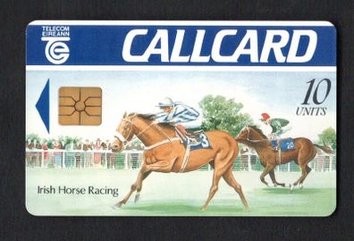 1991 Ireland 10 unit Irish Horse Racing Definitive Callcard with Gemplus Chip, Dame Lane Address, Shinny finish (not gloss), No Flag, Barcode Used. Telecom Eireann card number 1033.