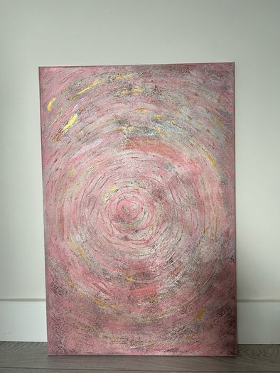 Pink and gray abstract painting