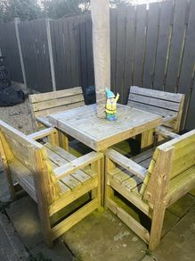 Solid wood garden chairs x4 &table ( parasol not included)