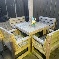 Solid wood garden chairs x4 &table ( parasol not included)