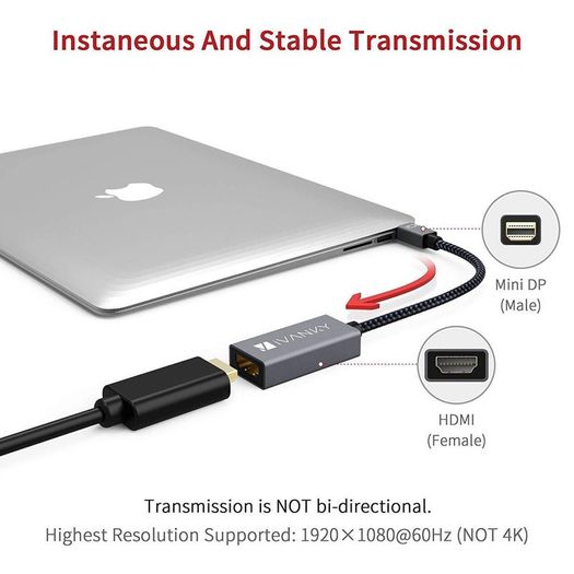 iVanky Mini Display Port Thunderbolt to HDMI (Video-Audio) TV Nylon Braided Adapter Cable (Gold-Plated) (Brand New/Warranty)