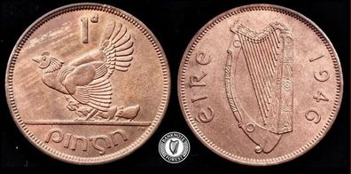 [#2371] - Ireland 1946 | 1 Penny | Irish 1d | Irish Penny | KM.11 | UNC
