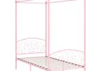Canopy Bed Frame Pink Metal 90x200 cm