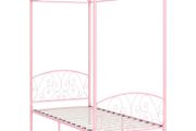 Canopy Bed Frame Pink Metal 90x200 cm