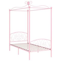 Canopy Bed Frame Pink Metal 90x200 cm