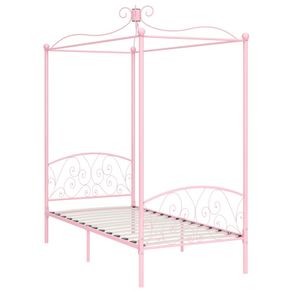 Canopy Bed Frame Pink Metal 90x200 cm