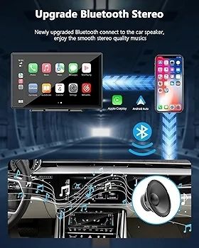 9 Inch Wireless Car Stereo with Apple Carplay and Android Auto,Portable Touch Screen GPS Navigation for Car,Car Audio Receivers with Bluetooth,Airplay,AUX,Screen for All Vehicles