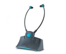 Serenity Wireless TV Headphones - Dark Gray and Blue