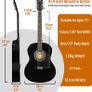 Full Size 4/4 Acoustic Guitar Steel String Pack Bundle for Beginners - 6 Months FREE Lessons, Bag, Picks and Spare Strings - Black Image 2