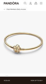 Pandora Pave Bezel Flower Bangle Gold P Size 20cm Brand New