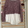 top Bershka size large burgundy top with white shirt base size large Image 5