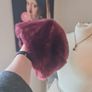 fur effect hat. wine in colour Image 2