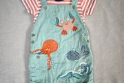 Next Sage Green Sea Life Dungarees &amp; Bodysuit Set Size 6-9 Months 68cm