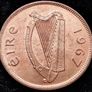 [#63..] - Ireland 1967 | Irish 1/2d | Irish Half Penny | KM.10 | UNC Image 2