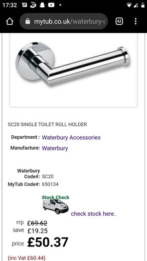 Waterbury toilet roll holder