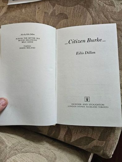 Citizen Burke. By Elis Dillon. First Edition Hardback With Dustjacket In Good Condition.  See Photos For Same.