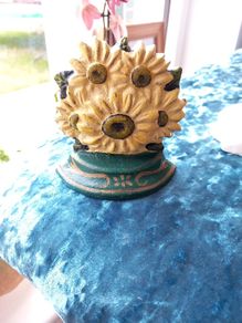 Flowers Cast iron door stopper/ wedge Heavy