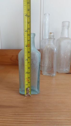 Fabulous Collection of Four Assorted Antique and Vintage Apothecary and Household Bottles in Clear Glass, Price for All Four, Not Splitting