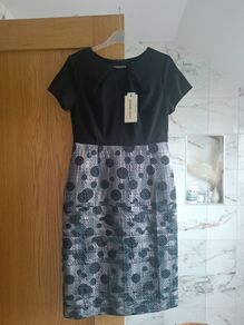 Designer boutique James Lakeland formal occasion party polka dots black dress 10 New
