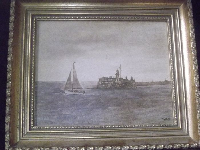 a irish oil painting on board framed by edward tomkus