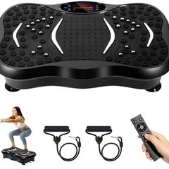 Vibration Plate Exercise Machine, Vibration Fitness Trainer with Bluetooth Speaker, 5 Program Modes, 2 Resistance Bands, Home Exercise Equipment for Fitness Body Toning