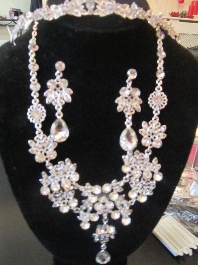 Bride's Designer Crystal Head piece Necklace and Earrings