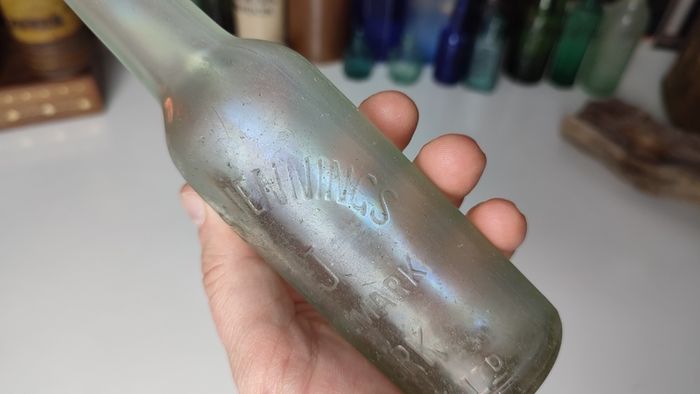 172 - Vintage Thomas Jennings Cork Mineral Water Embossed Letters Clear Glass Decorative Collectible Bottle