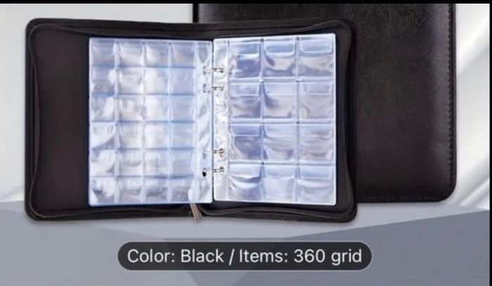 Zipper Faux Leather Case 360 Large Capacity Coin Collection Book Size Grid Mixed Coin Stamp Collection Book Badge Sticker High-end Protective Cover Hot Stamping Storage Book