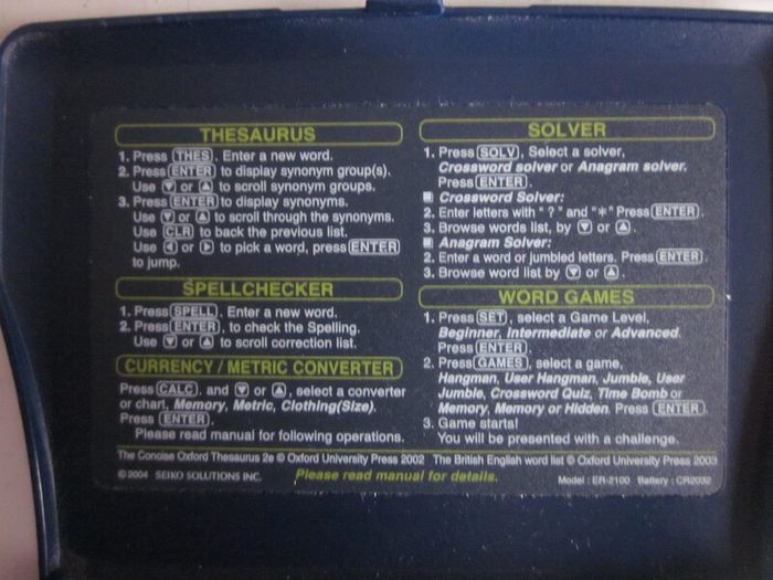 Seiko ER2100 Concise Oxford Thesaurus Fully Tested And Working Handheld