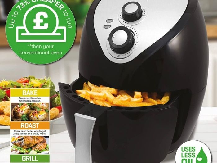 Healthy Living SDA1553 Family 3.6L Oil Free 1400W Fast Frying Fryer with Rapid Air Flow Circulation, -Black, Silver (FREE POSTAGE)