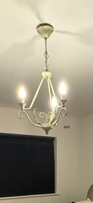 Vintage Style 3-Light Chandelier Distressed Cream