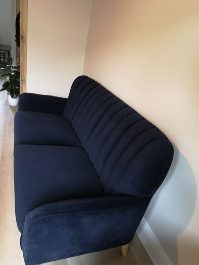 Sofa Navy Blue Velvet 3-Seater