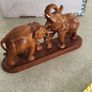 Hand Carved Wooden Elephants Fighting Elephants Vintage Wood Statue Sculpture Image 7