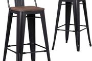 Pollux Black Matt Kitchen/Bar Stools X2