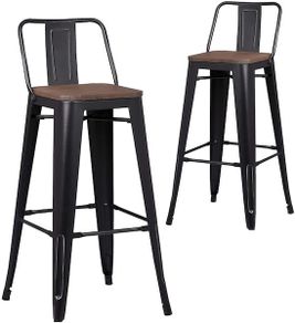Pollux Black Matt Kitchen/Bar Stools X2