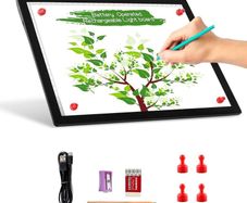 FREE SHIPPING Wireless Battery Powered Light Pad, TOHETO Tracing Light Box Dimmable Brightness Rechargeable LED Light Board Portable Cordless Copy Board for Artist Drawing Sketching X-ray Viewing