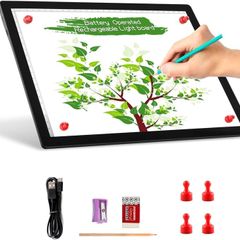 FREE SHIPPING Wireless Battery Powered Light Pad, TOHETO Tracing Light Box Dimmable Brightness Rechargeable LED Light Board Portable Cordless Copy Board for Artist Drawing Sketching X-ray Viewing