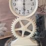 Vintage Industrial Gear Wheel Table Clock Cream Shabby Chic Newgate Style Image 2